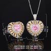 New Huameimei Style Fashion Simulation Red Corundum Powder Zirconium Golden Heart Shaped Set Jewelry Light Luxury Women