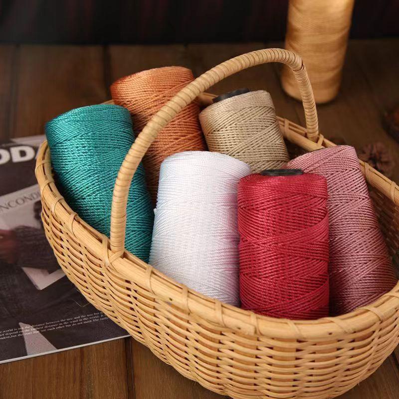 Crochet Yarn 2mm/220m DIY Knitting Craft Thread Ice Silk Colored Art Yarn Cord for Bags Hats Polypropylene Rope Crocheting