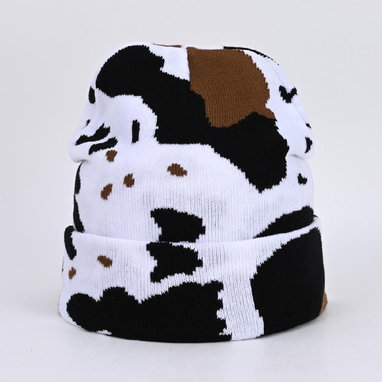 Halloween Knitting Cow Pattern Soft Unisex Hat Adult Outdoors for Ski Cycling