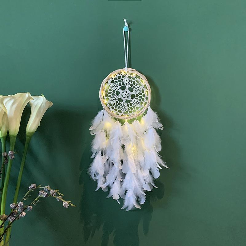 Weißer Haken Blume Traumfänger Feder Hängedekoration Frischer Feenstil Zuhause Traumfänger