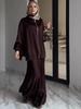2025 Women's Solid Color Casual Loose Long Sleeve Zipper Dress Set