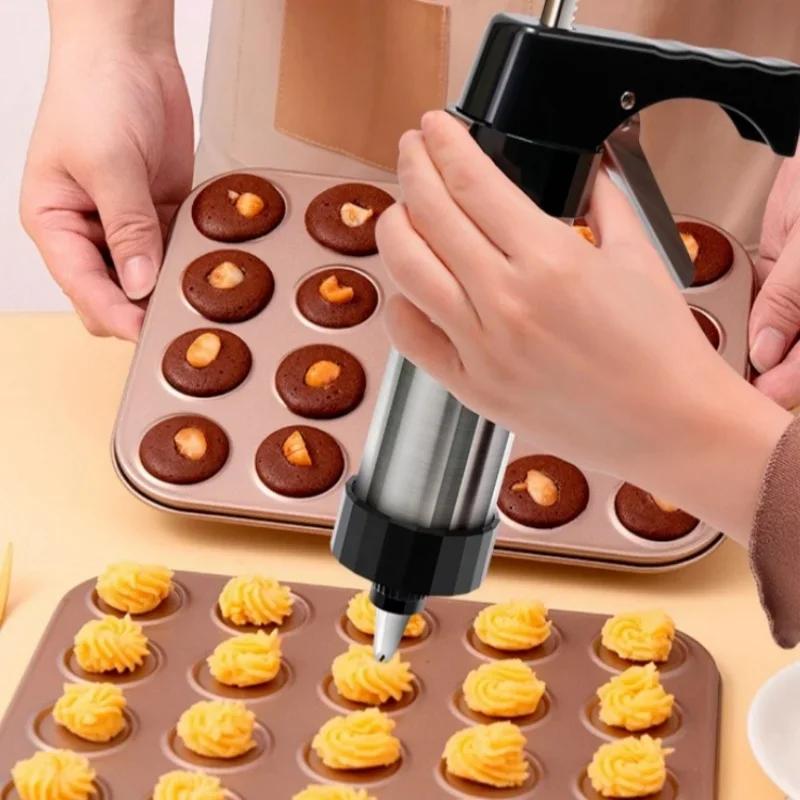 Cookies Maker Press Machine Cake Cream Decorating Gun Nozzles Stainless Steel Cookie Quick Maker Mold Press Kit Baking Tools