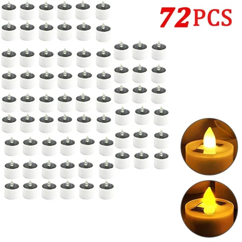 1-72PCS Solar Powered LED Flameless Candles Outdoor Waterproof Lights for Halloween Garden Party Decorations Pathway Lighting