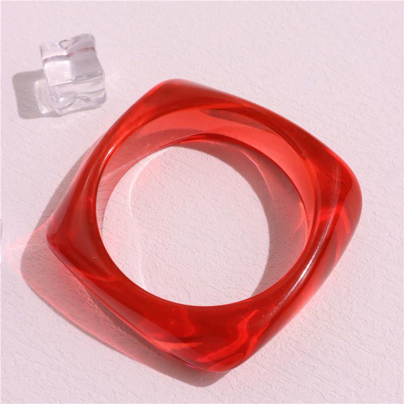 Fashion New Exaggerated Personality Bracelet Transparent Red Resin Bracelet For Women Overlay Jewelry Accessories