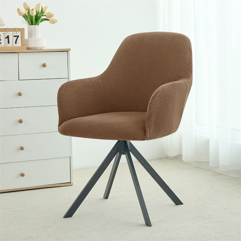 Nordic Style Universal Semi-Circular Dining Chair Cover with Fully Enclosed High Curved Armrests