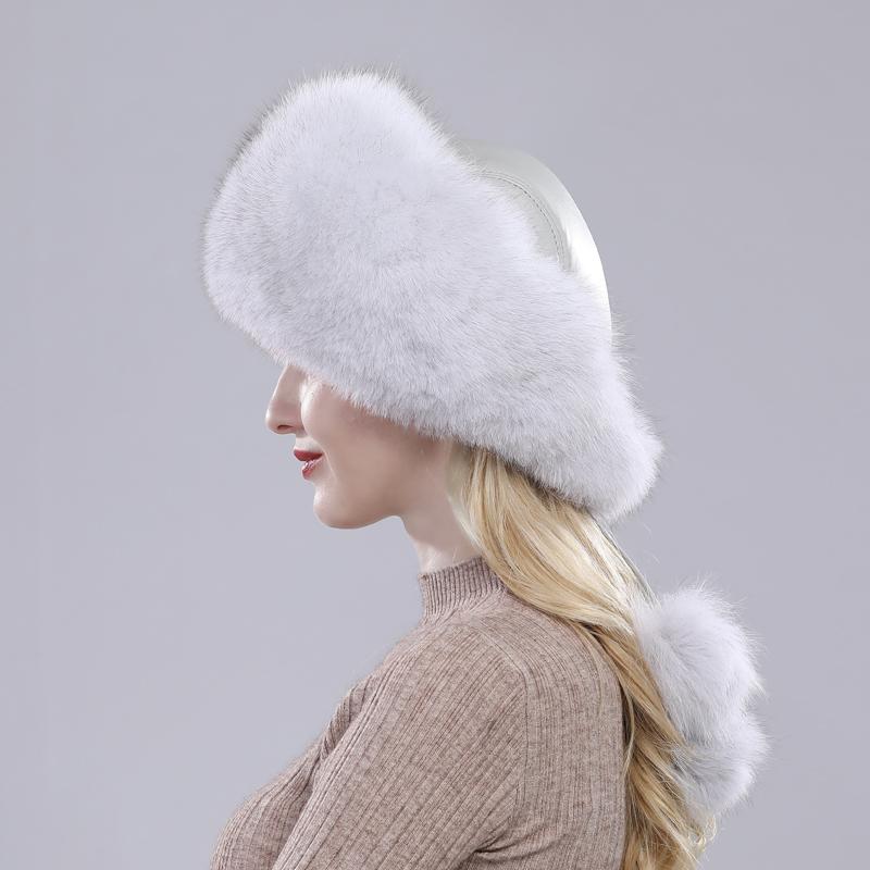 100% Natural real fox fur hat Women cap Thick fur cap Winter warm hat Female fashion for women hat with earmuffs hat