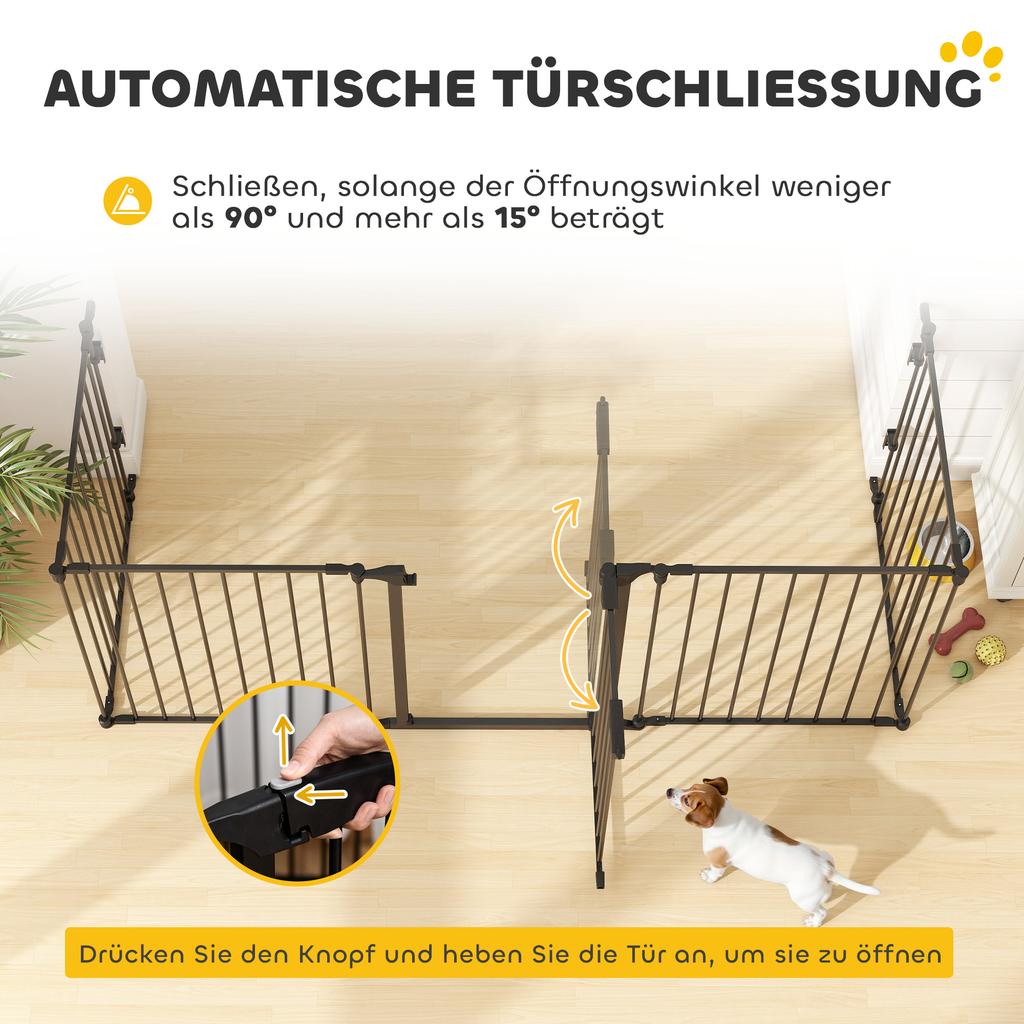 5 Panels Pet Playpen Metal Fence W/ Walk Through Door - Black