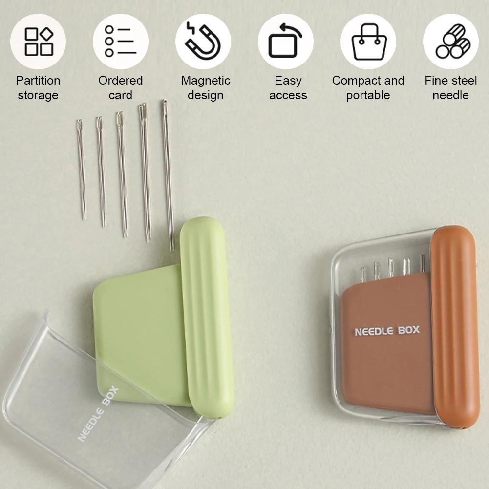Magnetic Sewing Needle Box with Needle Portable 5 Size Embroidery Needles Magnet Storage Case Home DIY Craft Sewing Accessories