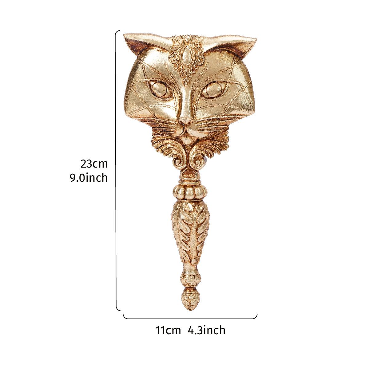 Golden Cat-patterned Mirror Hand-held Mirror Resin Handicrafts Fox Head Mirror Home Decor Item Makeup Table Accessory золотой