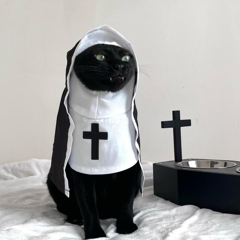 Nun costume, pet clothes, summer thin, breathable, funny cosplay photo props, small and medium-sized internet-famous styles