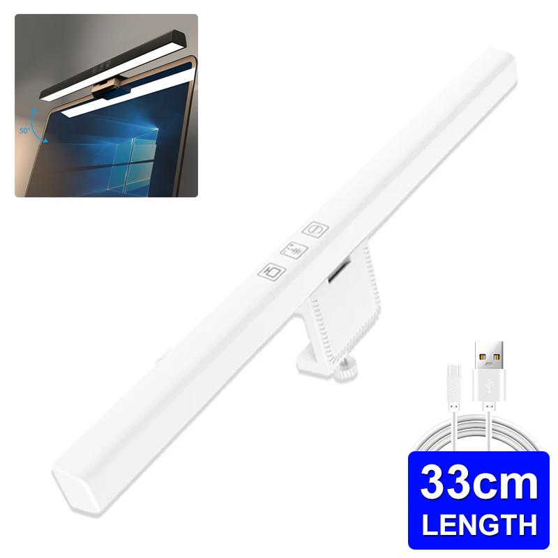 2PC Eye-Care Desk Lamp 33cm LED Computer PC Monitor Screen Light Bar Stepless Dimming Reading USB Powered Hanging Table Lamps
