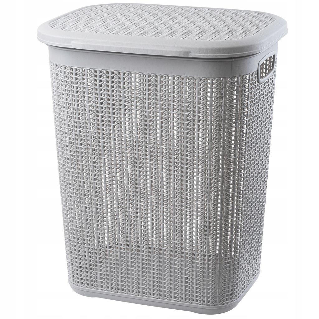 KADAX Kosz Na Pranie Bieliznę 50L Pojemnik Plastikowy Duży Z Pokrywą