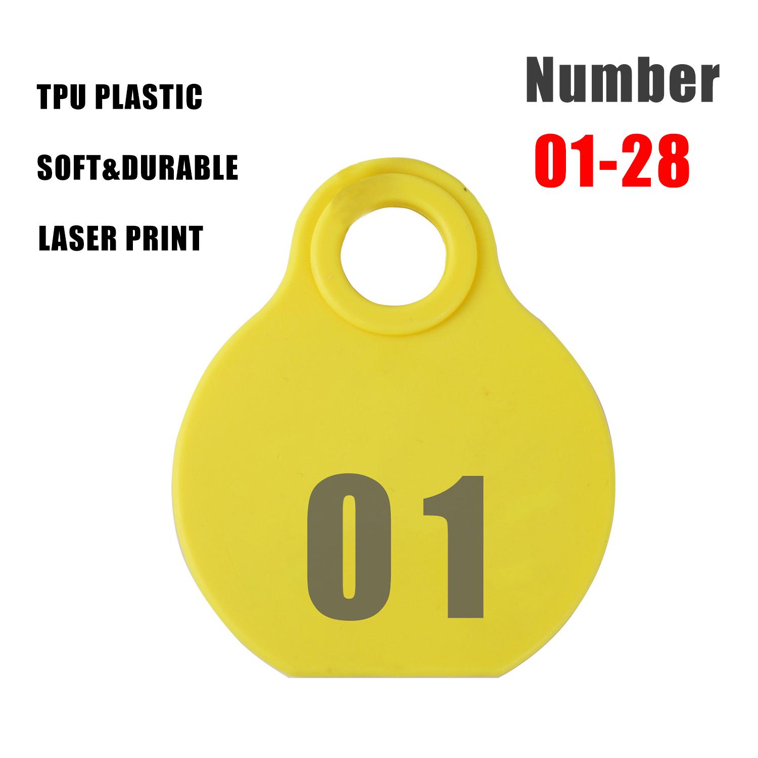

28Pcs Livestock Animal Identification Hang Tag Kit Adjustable Nylon Collar TPU Double-sided Serial Number Hang Tag & Metal Ring