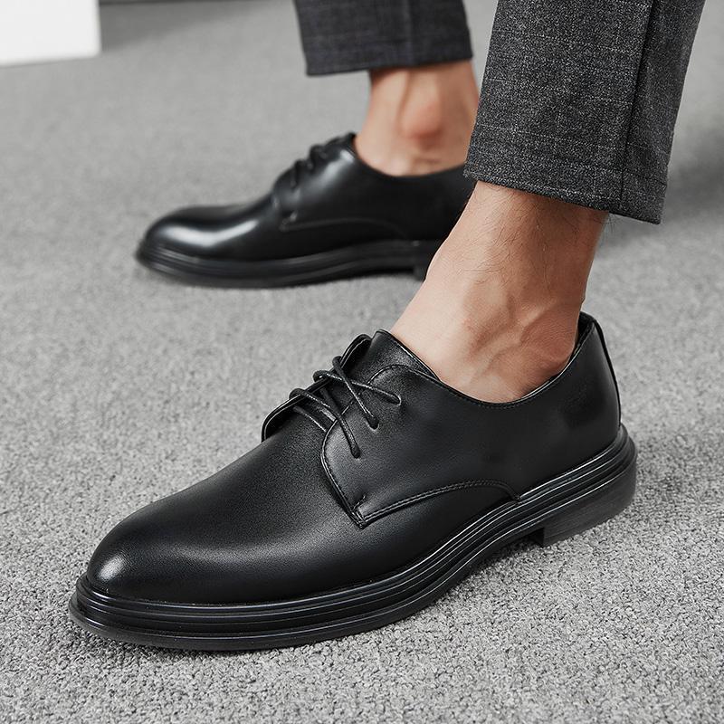 Men s Genuine Leather British Formal Casual Shoes for Weddings and Business 40 чёрный