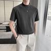 Men’s High-End Short-Sleeve T-Shirt: Lightweight, Half-High Collar, Solid Color, Ideal for Spring and Autumn.