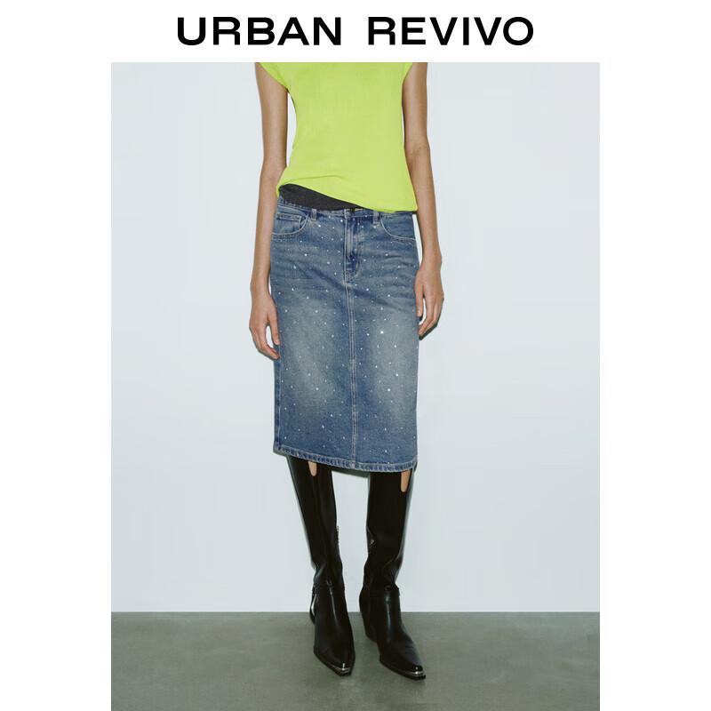 UR Women s Beaded Straight Denim Skirt XS
