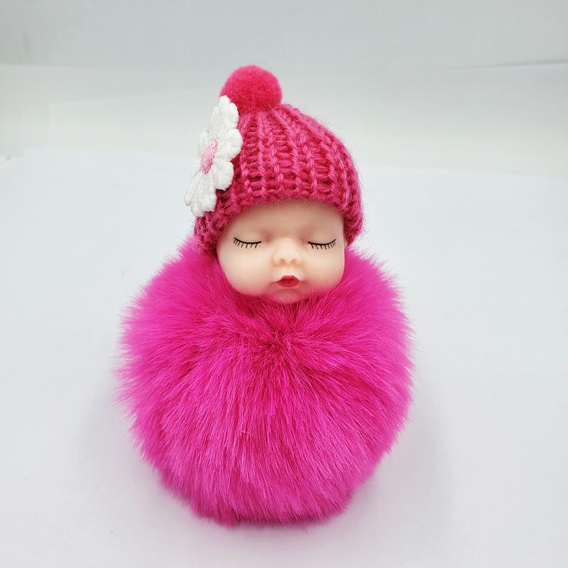 Imitation Rex Rabbit Fur Sleeping Doll Keychain - Cute Sleeping Baby Bag Pendant Gift