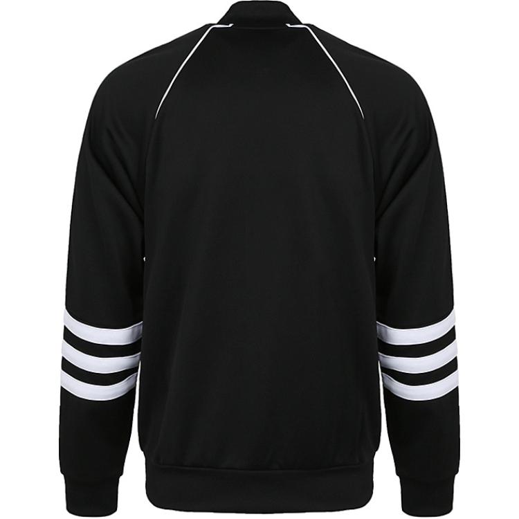 Adidas Originals Auth TT Lifestyle Series Knitted Zip Striped Long Sleeve Jacket Men Jacket Black DJ2856