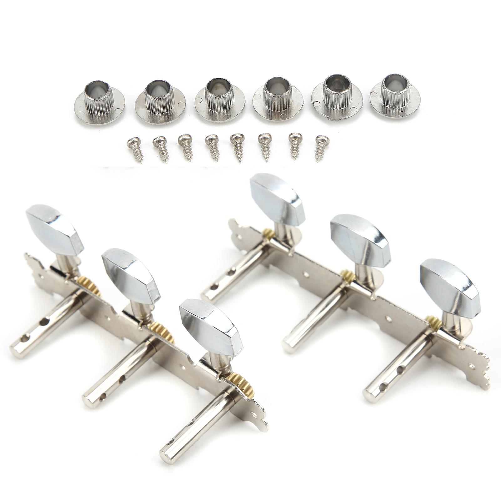 2PCS Bouton de Corde de Guitare 3 en Ligne 2 Trous Colonne en Acier Pièce de Rechange pour Instrument Folk white