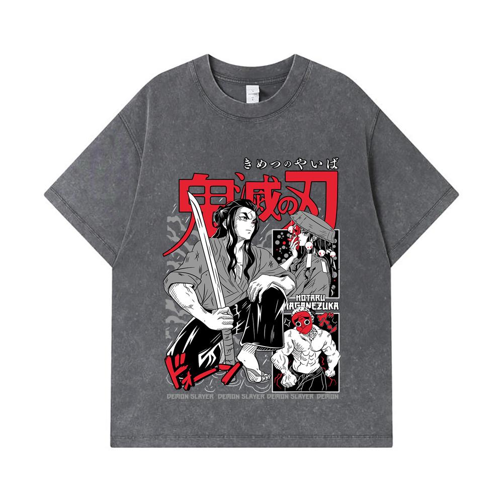 275 GSM Washed T-shirts 100% Cotton Demon Slayer V94 Haganezuka Print Unisex Heavy Cotton T Shirt