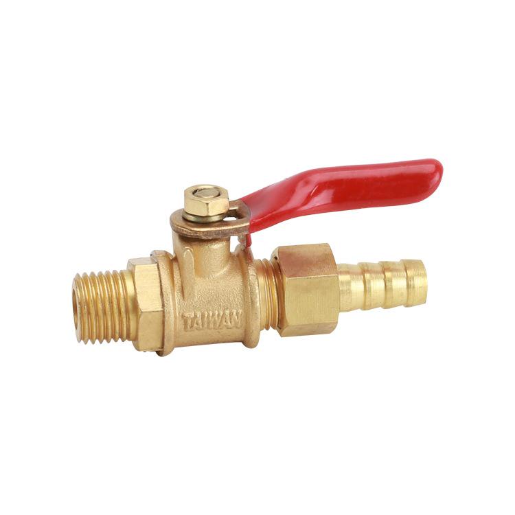 Valvola a sfera rapida con manico rosso in rame 1/8" 1/4" 3/8" Filettatura maschio/femmina Passante dritto