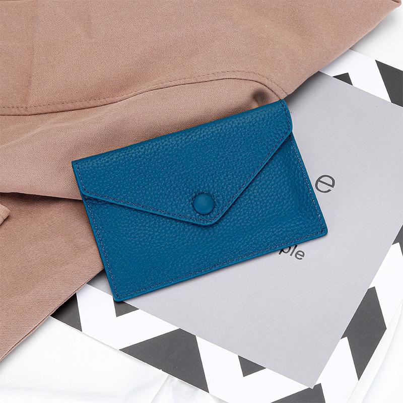 Real Leather Women Coin Purses Envelope-shaped Mini Wallet Soft First Layer of Cowhide Card Holder Brand Design Snapped Purse 2024