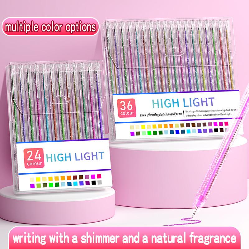 Multicolor Glitter Gel Pens Set 1mm Bullet Tip Sparkling Drawing Pens For School Art Journaling Writing Drawing