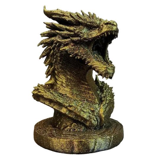 Dragon Head Figurine 3D Printed Fantasy Dragon Head Statue Mythical Animal Sculpture золотистый