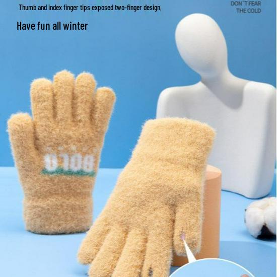 Neukundenrabatt: Niedliche Winter Strickwollhandschuhe für Kinder - Warmes Fünf-Finger-Design