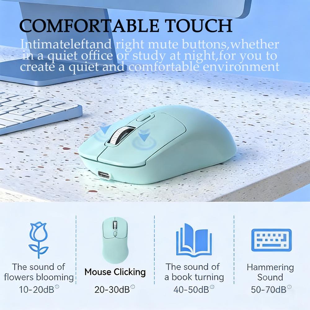 Bluetooth 5.4 Mouse Dual Mode Wireless Mouse Rechargeable Silent Mice Ergonomic DPI Adjustable Gaming Mice for PC Laptop Macbook