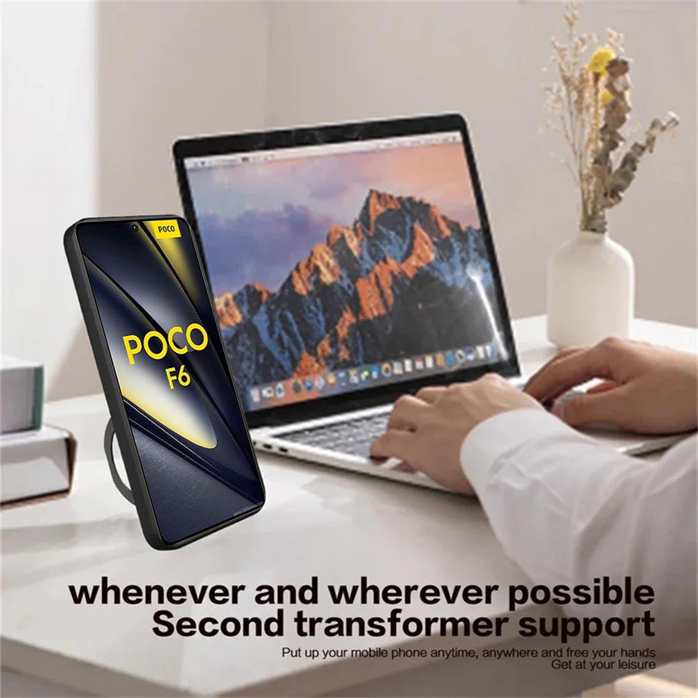 Slide Camera Magnetic Case For Poco F6 X6 X5 Pro 5G X4 GT X3 NFC Coque For Poco F5 M6 M4 Pro M5S Armor Ring Holder For Magsafe