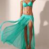 Long Maxi Dress Beach Skirt Tulle Mesh Pareo with Slit