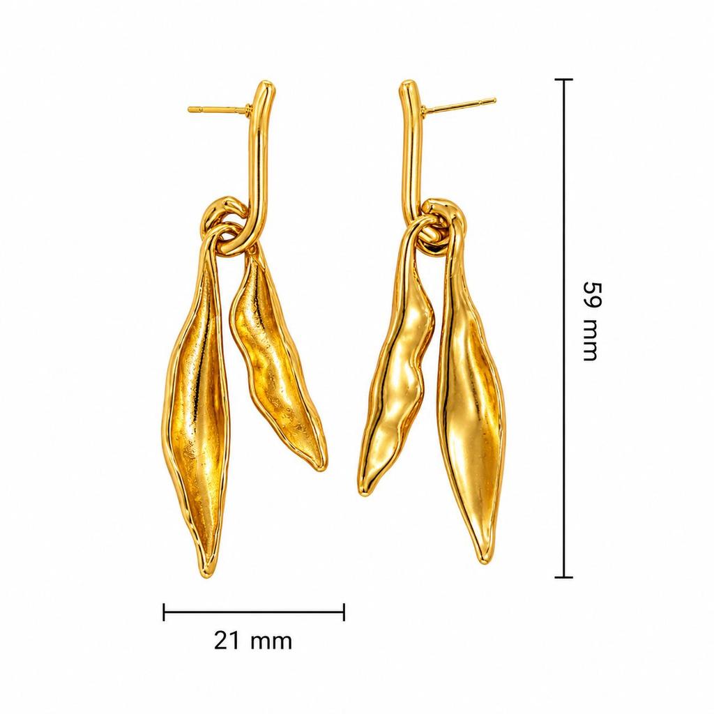 Stylish Gold Leaf Design Earrings - High-End Stainless Steel Studs & Dangles