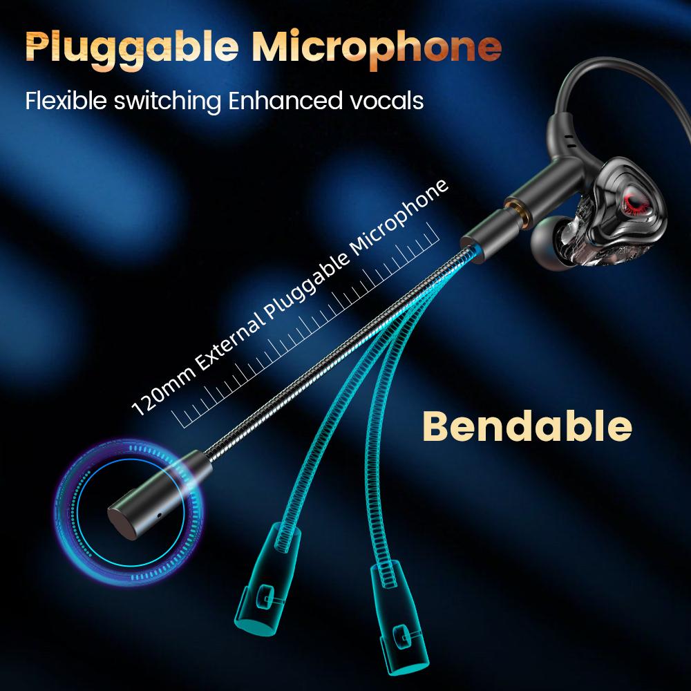 Type C/3.5mm Wired Earphones HiFi Stereo In Ear Headphones HD Noise Canceling Dual Microphone Earphones Sport Gaming Headsets