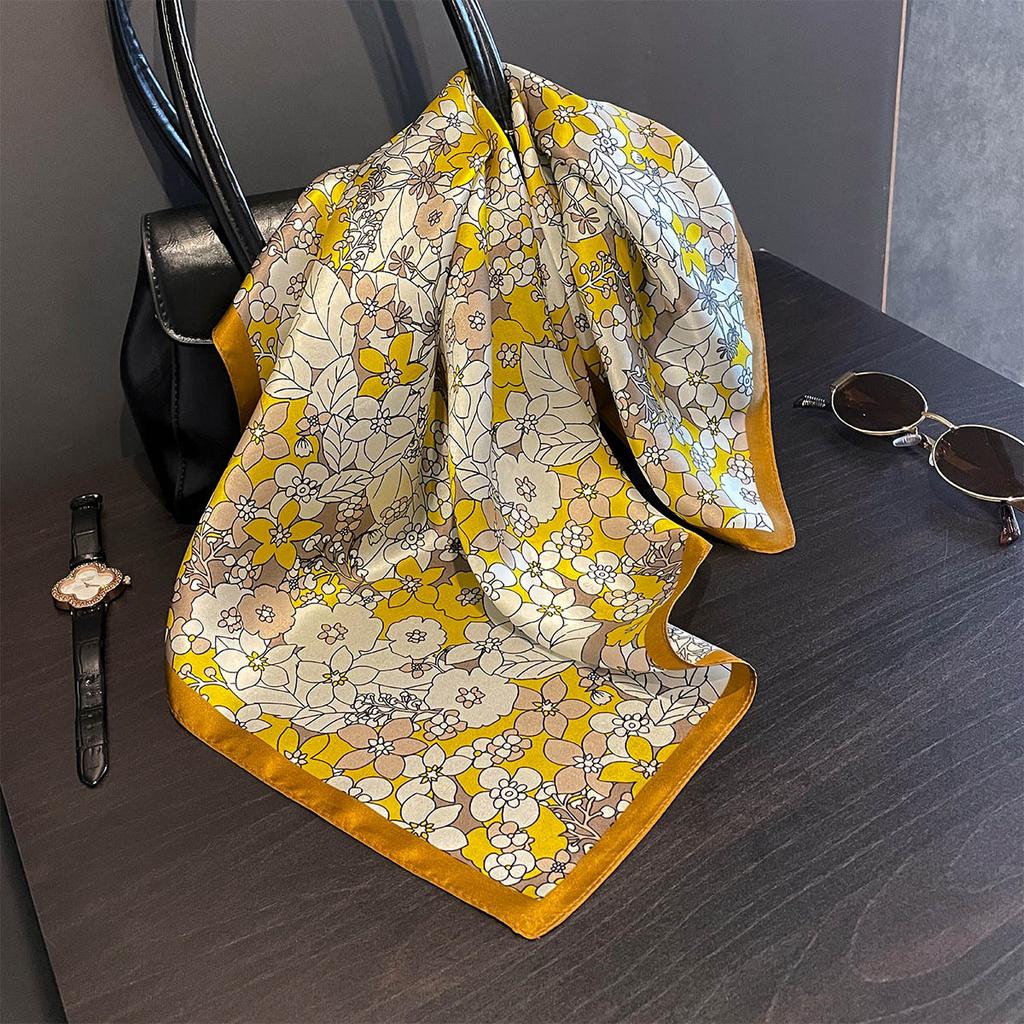 Luxury Brand 100% Natural Silk Scarf Women Design Small Square Shawl Hair Ribbon Headband Fashion Neckerchief Bandana