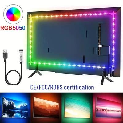 LED 5050 RGB Self-Adhesive USB Light Strip, 5V Low Voltage, Ideal for TV Background Lighting