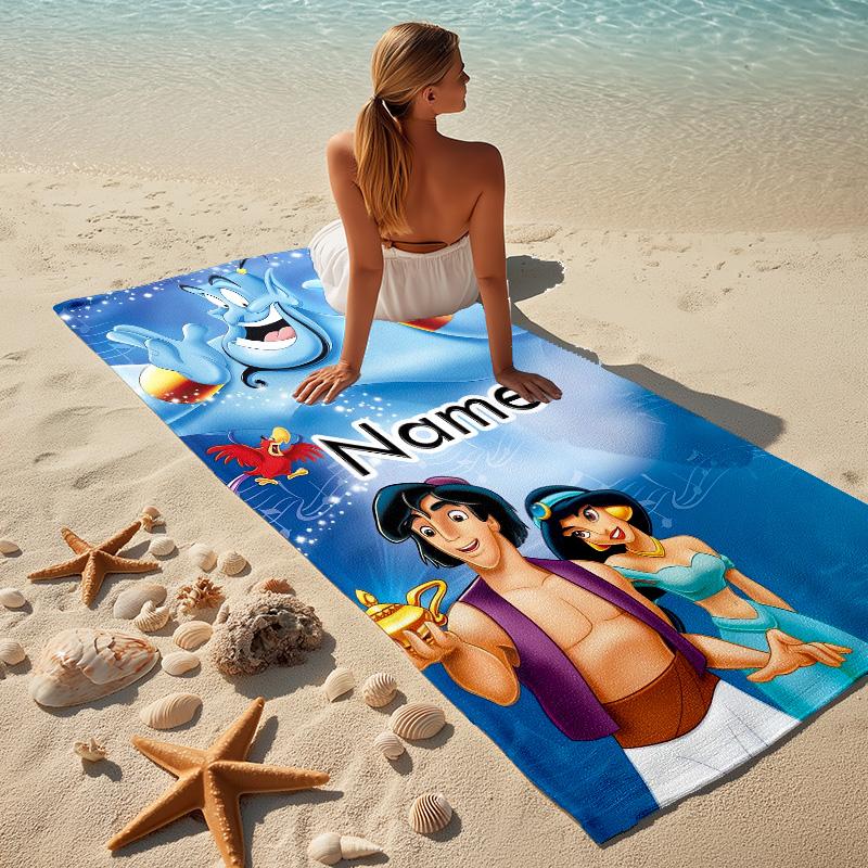 Custom Name Princess Fantasy Stylish Digital Printing Beach Towel Quick‑Drying Absorbent Blanket for Beach Pool Gym Travel