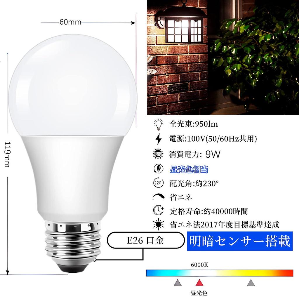LED Light Bulb with Light Sensor, Night Light Function: Automatically turns on when it gets dark and turns off when it gets light (no human body