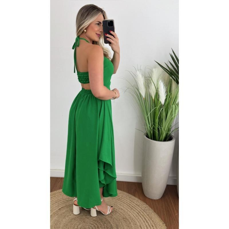 VEZFAA Modă Femei Vară Primăvară Fără Mâneci Gât Agățat Talie Înaltă Rochii Casual