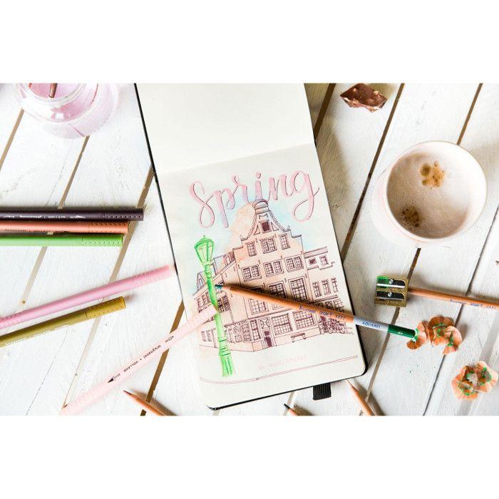 Crayon Aquarelle - Bruynzeel - Boîte de 24 - Couleurs Assorties - Pigments de Haute Qualité - Effets Aquarelle