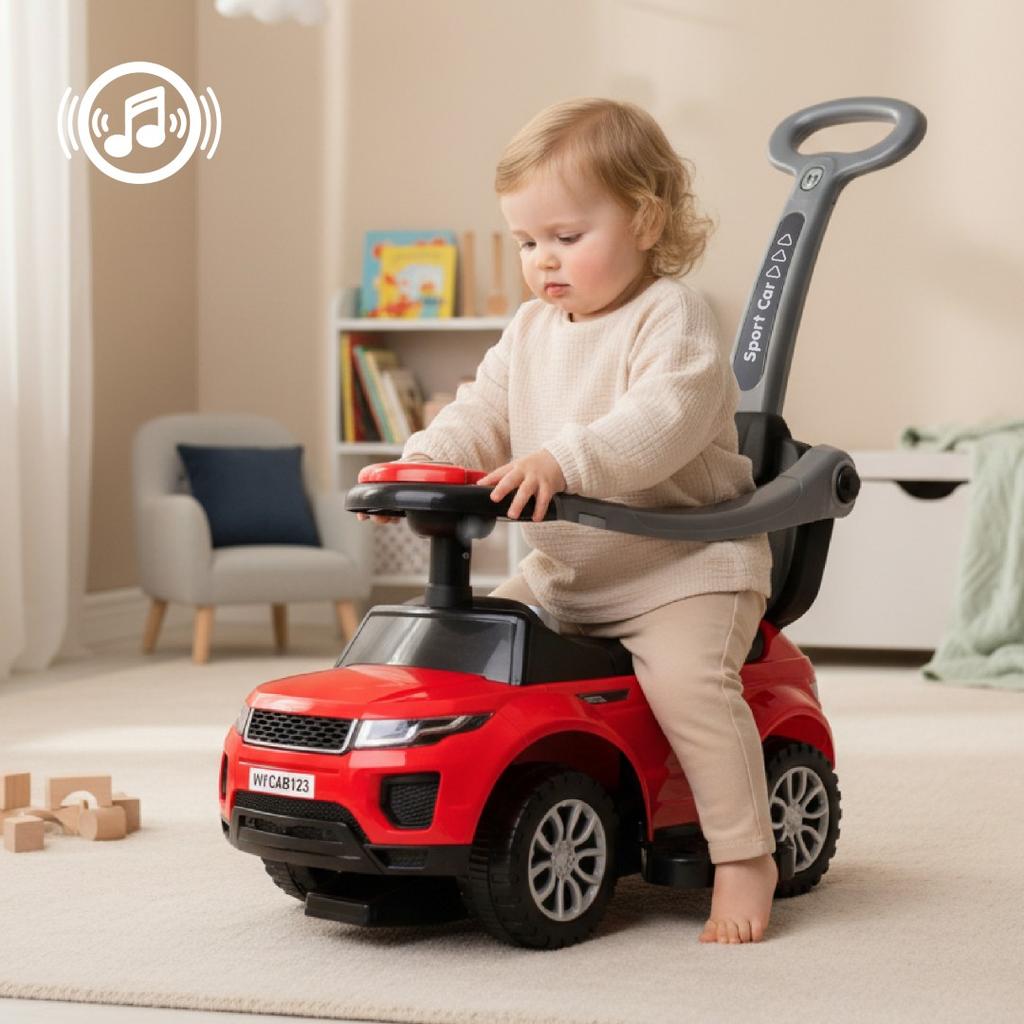 Jeździk Pchacz Chodzik Dla Dziecka Z Rączką I Obejmą Sport Car Czerwony