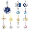 PANPOKI 925 Silver Star Pendant Bracelet Charms DIY Trendy Jewelry Gifts for Party Beads Dreamy Universe