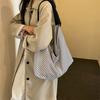 Borsa Hobo in Tela a Righe Morbida con Ampia Tracolla Grande Capacità Borsa Tote Casual da Donna per l'Uso Quotidiano
