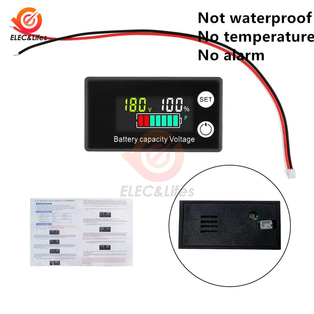 DC 8V-111V Battery Capacity Indicator LCD Digital Electricity Meter Lead-acid Lithium LiFe PO1 Voltage Tester for Car Motorcycle