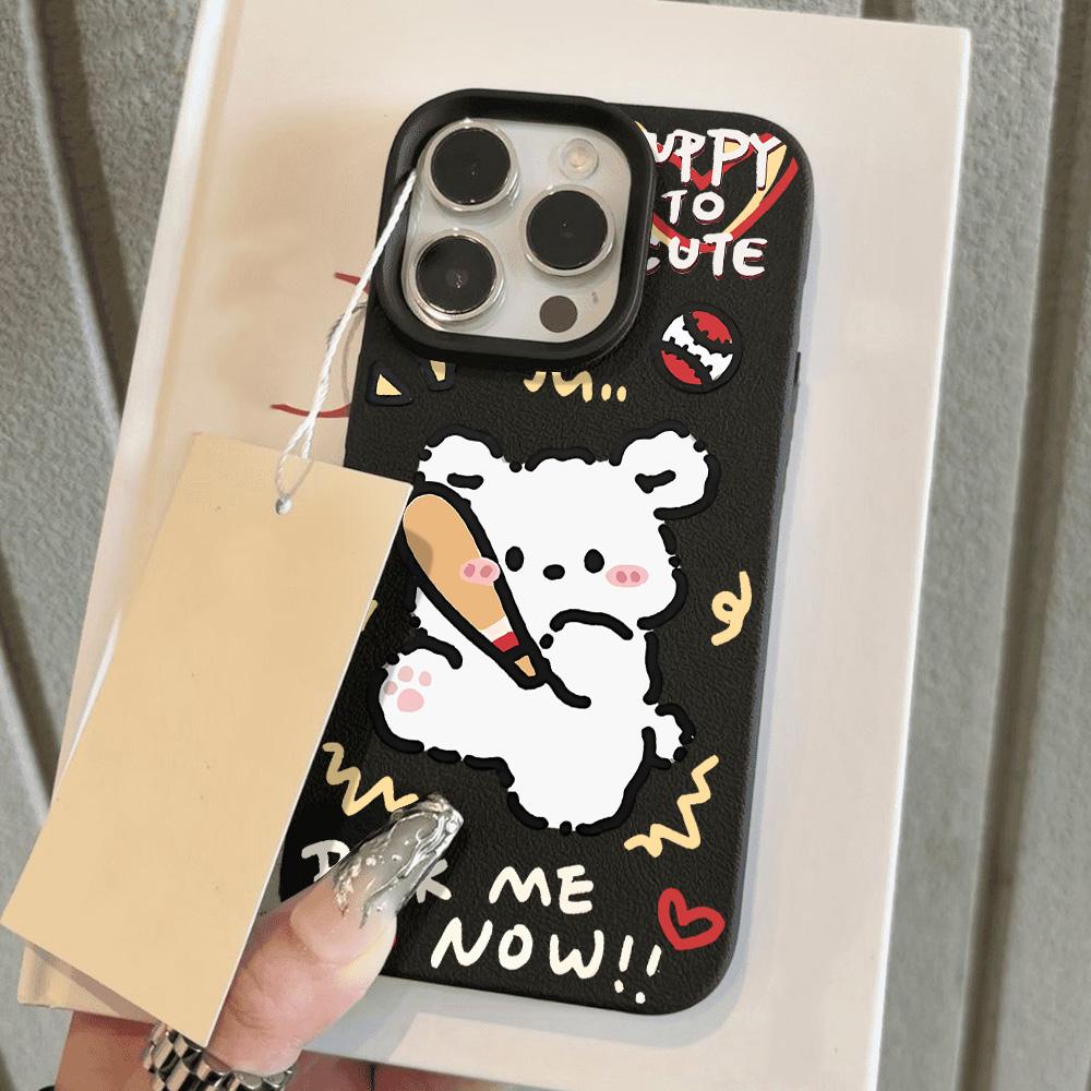 Luxury Soft Leather Phone Case For iPhone 16 Pro Max  Funda iPhone 15 13 11 14 Plus 12 16promax 15promax 13promax Cartoon Covers