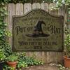 Holz Hexe Gartenschild 2D Flachdruck Retro Wandkunst Schild Haustürschild Außenwand