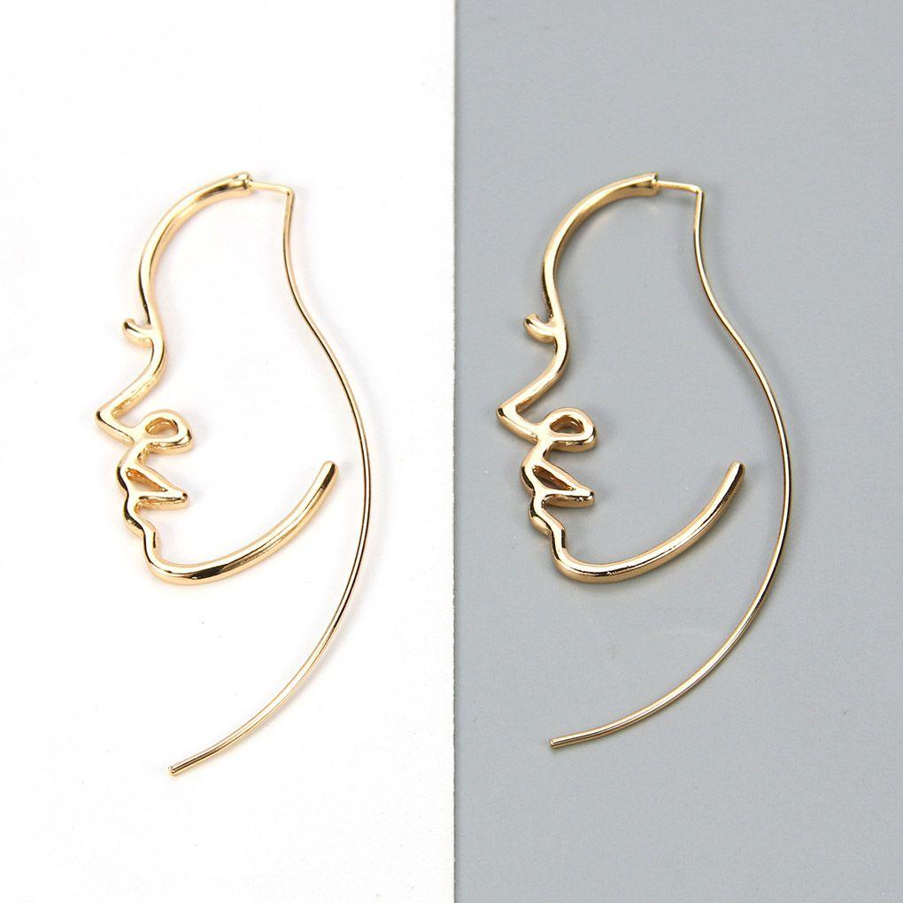 1 Pair Women Girls Abstract Face Earrings Wire Drop Dangle Personality Earrings Jewelry
