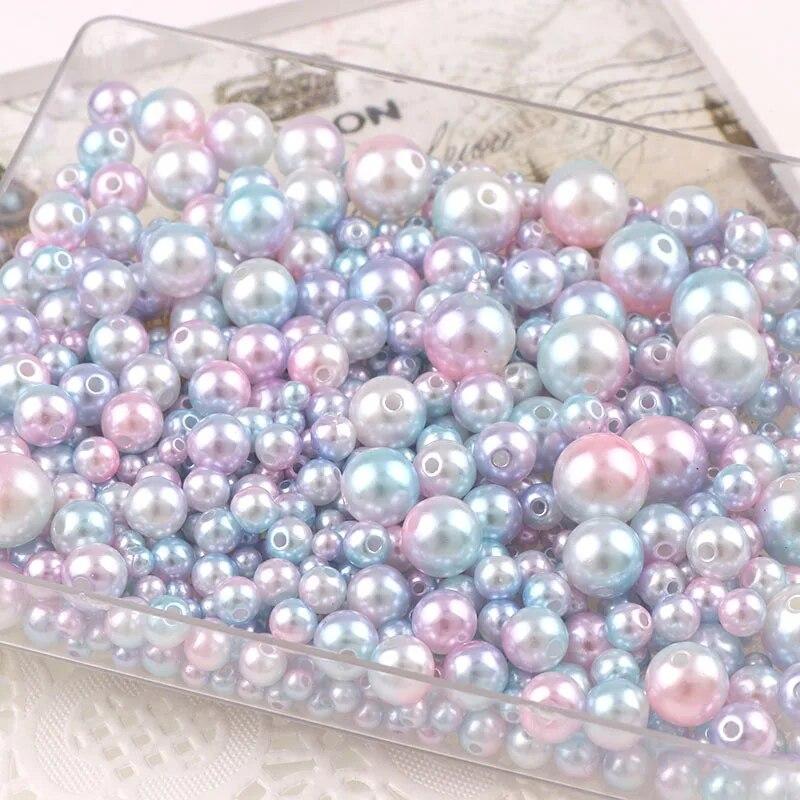 30g Mix Size Mermaid Color Acrylic Pearl Loose Spacer Beads For Jewelry Making DIY Necklace Bracelet Earrings Other Decors