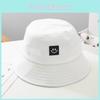 Kids Cotton Sun Hat With Smiling Face Embroidery Design For Summer Outdoor Sun Protection