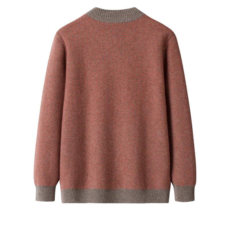 Stylish Thickened Wool Stand-Up Collar Cardigan for Middle-aged & Elderly Moms – Autumn/Winter Loose Zipper Knit Sweater Coat
